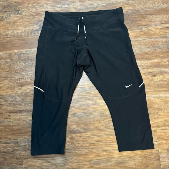 Nike Stay Warm Running Capri Dri-fit tights cropped Women's small Black - Picture 1 of 16